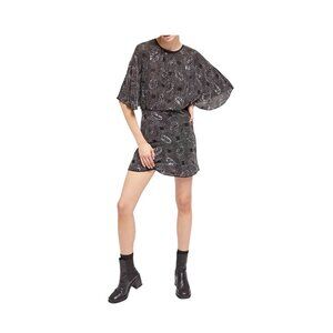 Kooples Black Rhinestone Embellished Mini Dress Wide Sleeve US Size 2